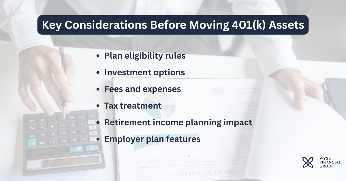Key Considerations Before Moving 401(k) Assets